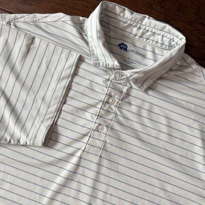 Onward Reserve Performance Polo Shirt Mens Large Off White Blue/Pink Stripe Golf